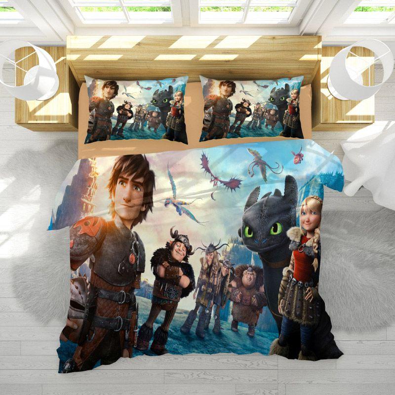 

Luxurious How To Train Your Dragon Design Bedding Set With Duvet Cover Pillowcase Friends,Double（3pc）