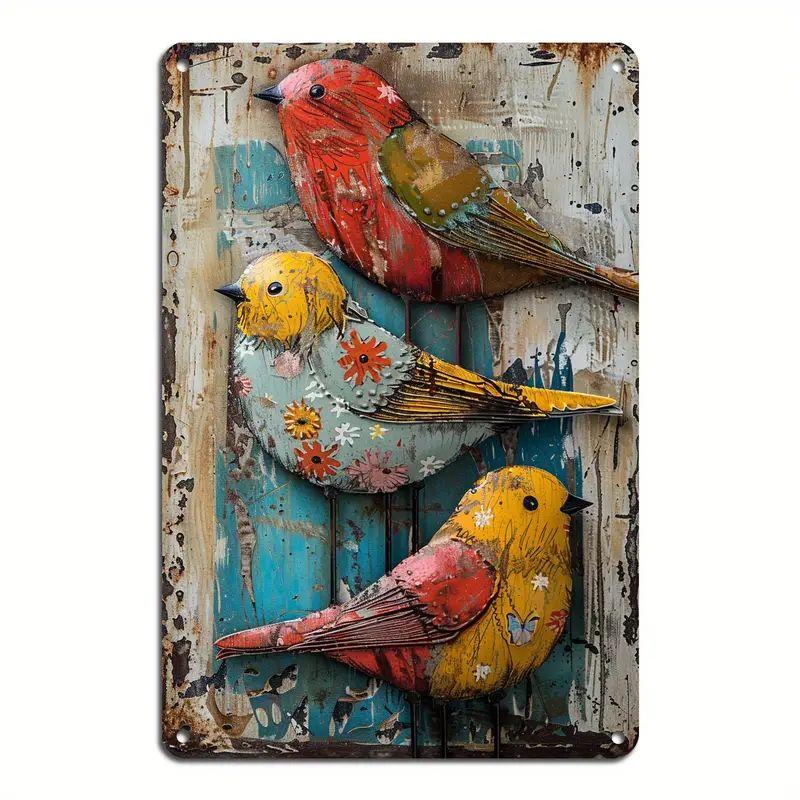 Metal Tin Poster Pastoral Birds Metal Tin Signs Posters Plate Wall Decor for Bars Restaurant Cafe Clubs Retro Posters Plaque