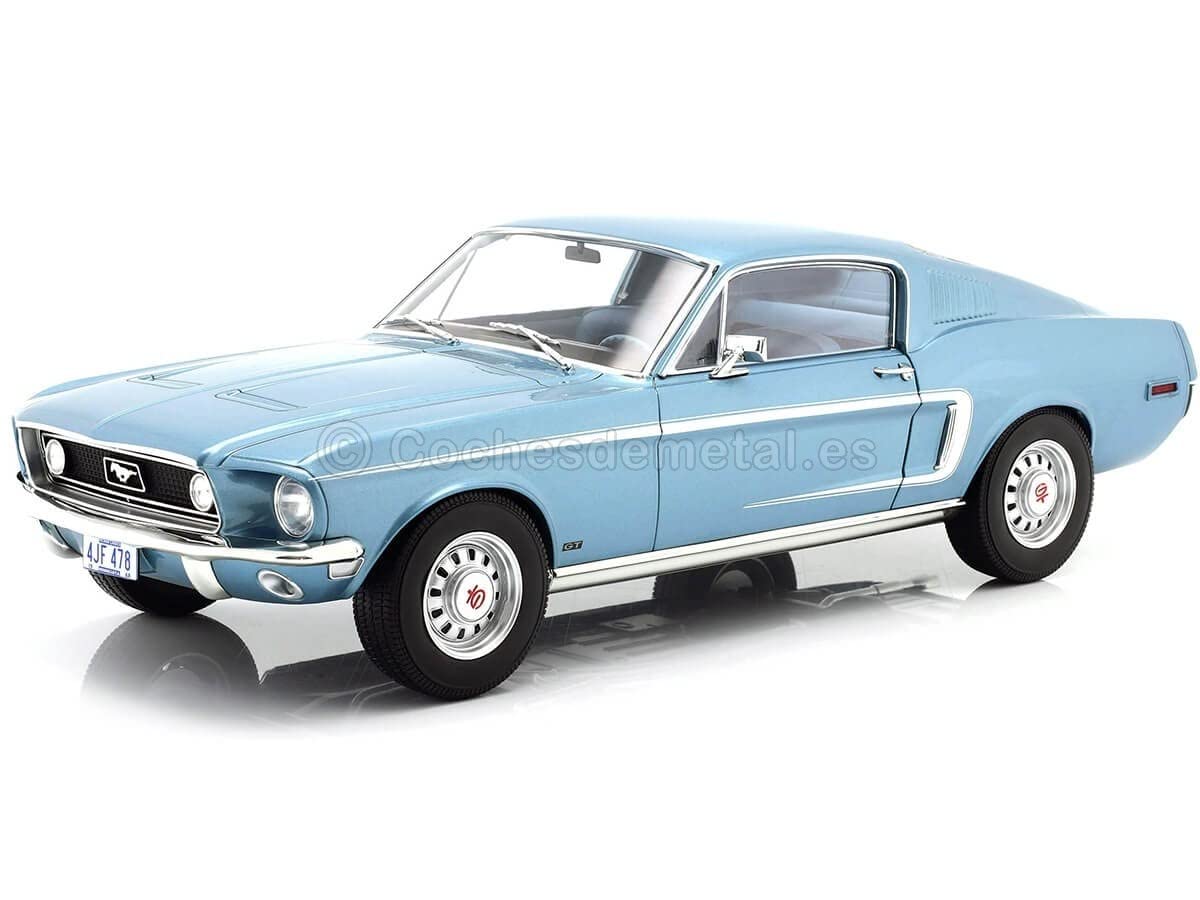 

Norev Ford Mustang Fastback GT 1968 Металевий Світло-Блакитний 1/12 синій