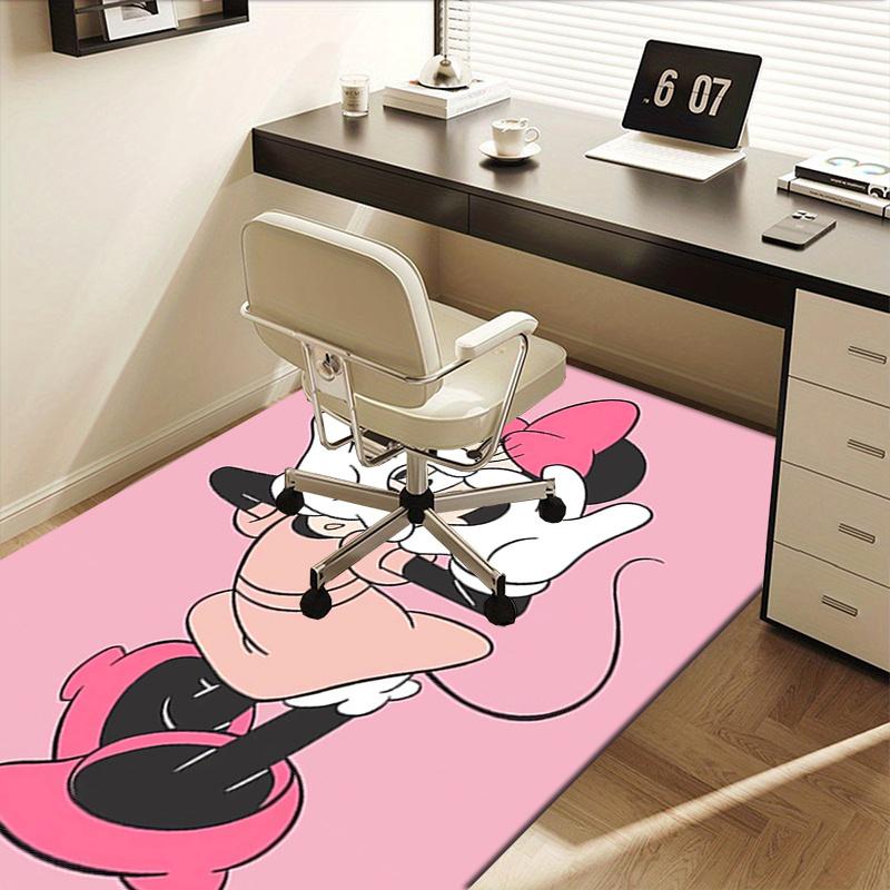 Office Rug Minnie Mouse, Pink Background theme 3D Printed Anti-Slip Rug-Machine Washable for Living Room
