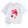 Cute Cartoon Bunny Heart Chocolate Print Kids 100% Cotton T-shirt Boys Girls Casual Crew Neck Short Sleeve Soft Breathable Summer Trendy Daily Wear Cu