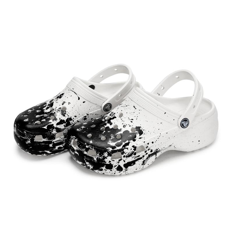 Crocs Classic Platform Clog 811 Manufacturing Undercurrent Scene Special Shoe Box Fluid Splash Aged Clogs Women's White Black