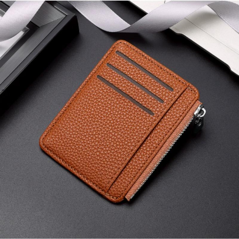 Mini Credit Card Wallet Id Card Holder Men's Small Wallet Thin Sleeve Zipper Short Coin Wallet