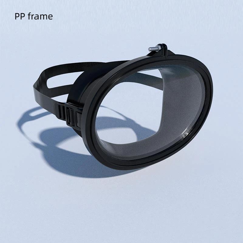 Oval Diving Mask Spearfishing Mask Classic Retro-Style Panoramic Wide View Goggles Tempered Glass Lens For Adults