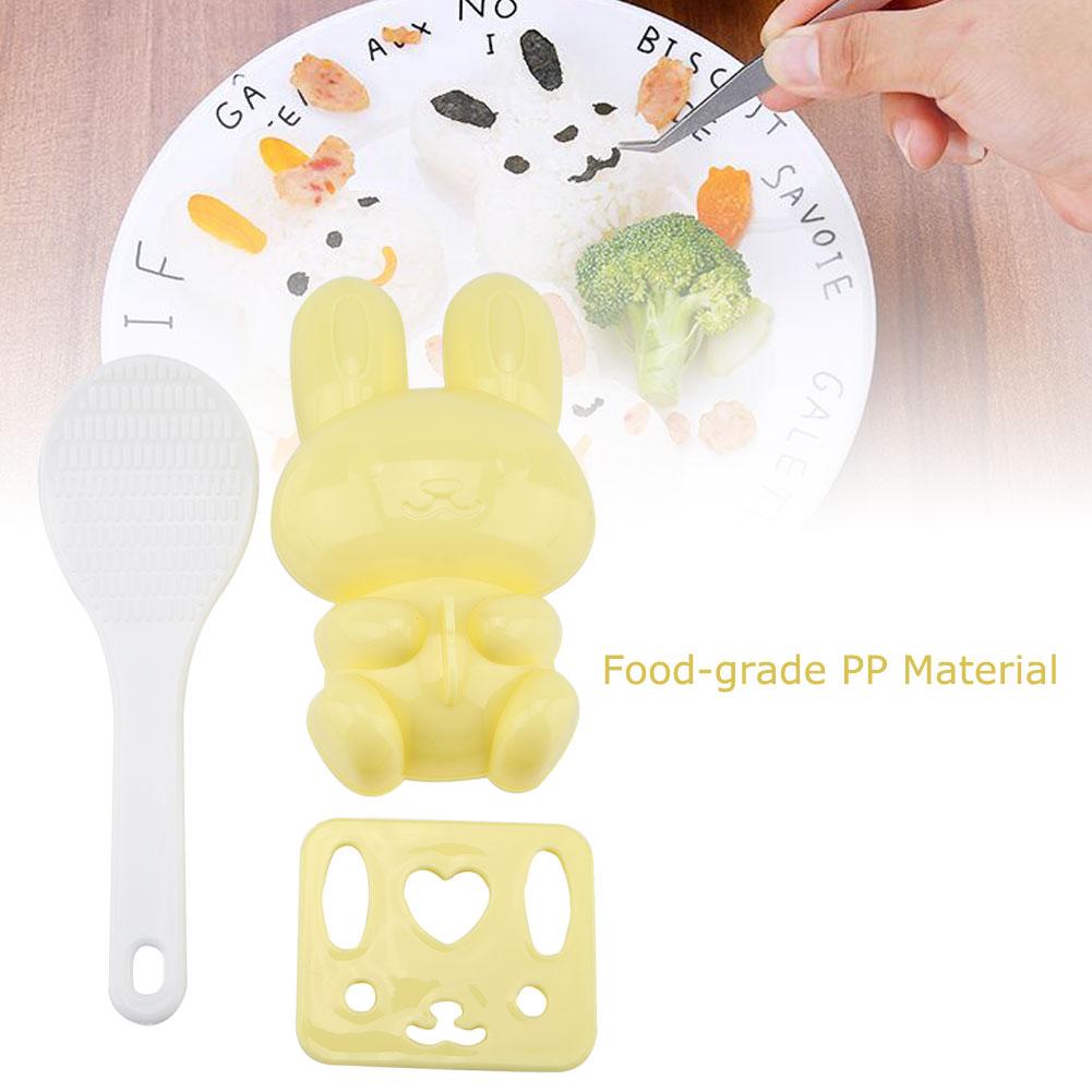 3pcs Food Grade PP Cartoon Rabbit Model Sushi Rice Mold DIY Handicraft Onigiri Make Tool