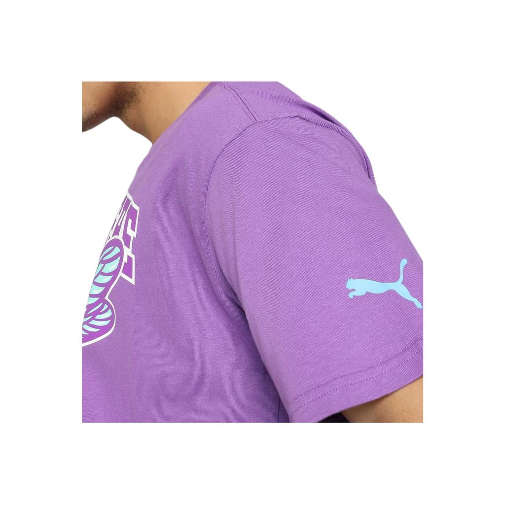 Puma Melo Charlotte Letter Print Basketball Character Casual Crew Neck Short Sleeve Drop Shoulder T-Shirt Men Tops Purple 627744-01