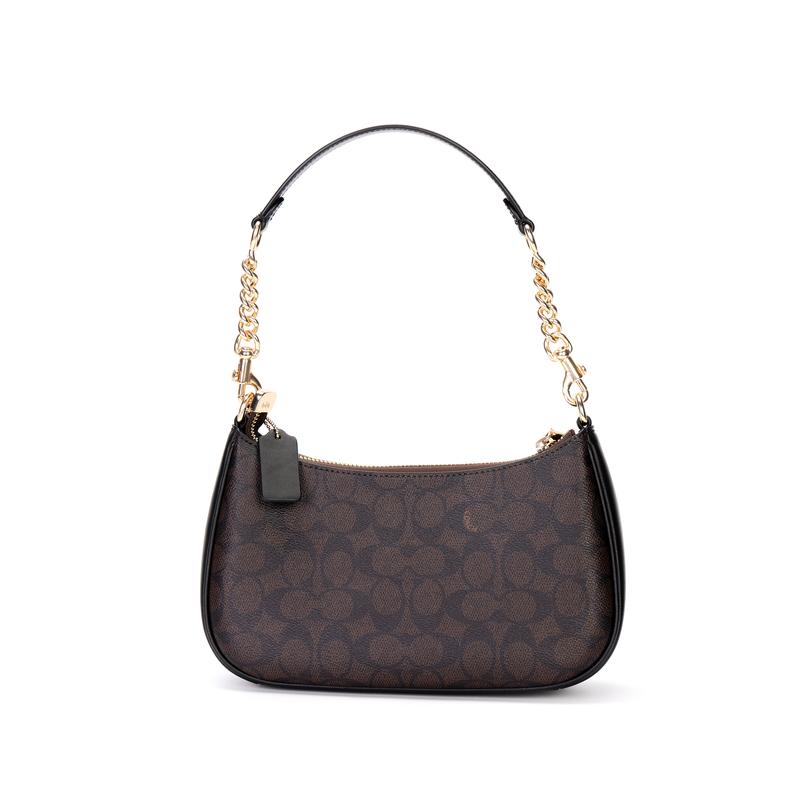 Coach Teri 24 Klassische Presbyopie Logo Kunstleder und Regeneriertes Leder Umhängetasche Mittel Damen Dunkelbraun