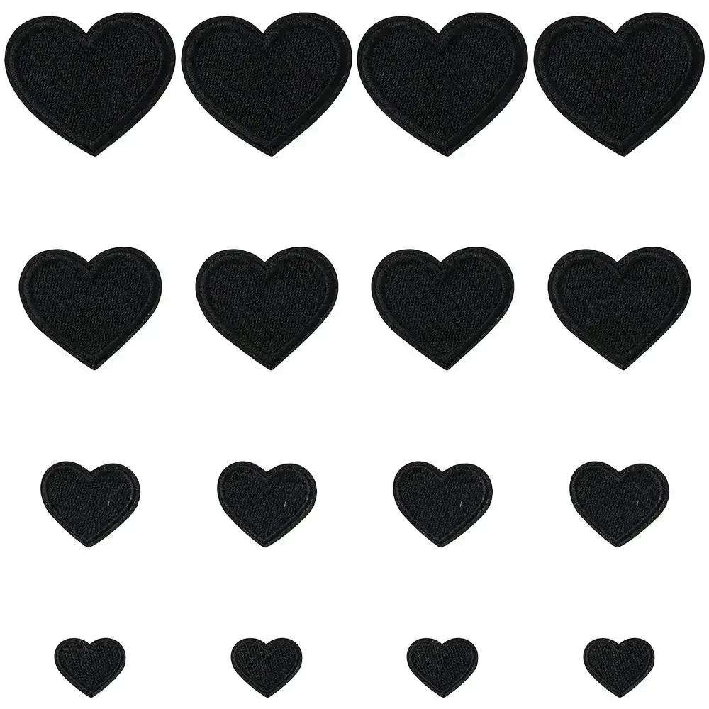 Heart Shape heart patches Red Black iron on heart patches for clothing Mini Heart 4 Sizes embroidered pattern patches Hats