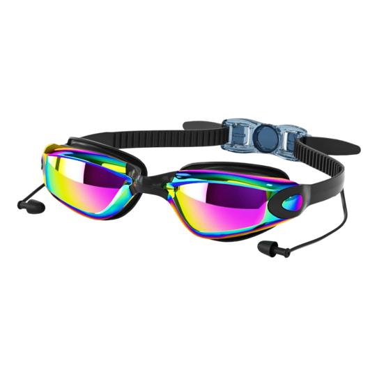 Gafas de Natación para Adultos con Tapones para los Oídos Impermeables Sin Fugas Antivaho Protección UV Lente Transparente Hombres Mujeres Gafas de Silicona Equipo de Buceo Snorkel