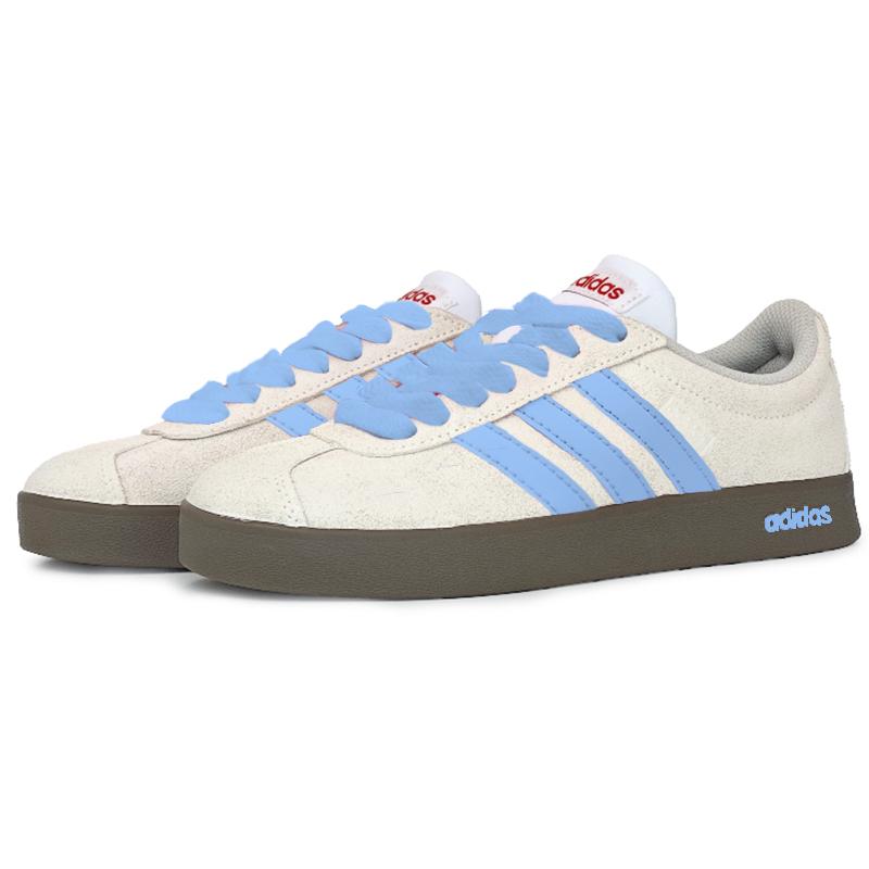 adidas VL COURT 2.0 Slip Resistant Abrasion Resistant Low Top Skateboard Shoes Unisex White Blue HQ1802(Team562-)