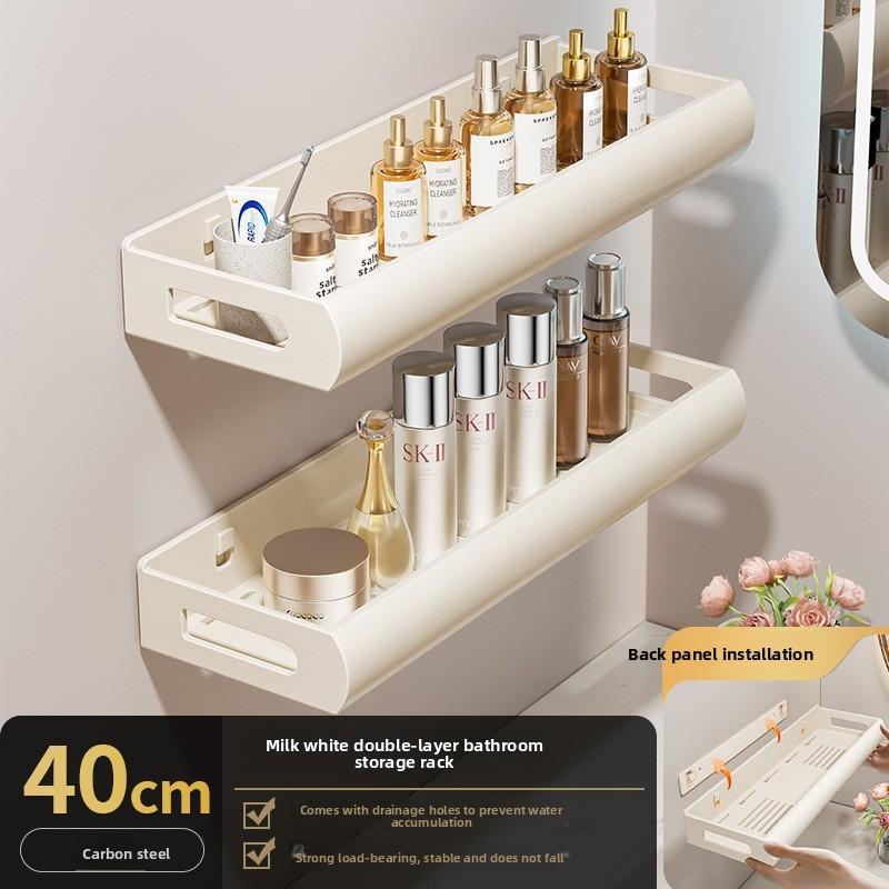 Moderne Stahl-Badezimmer-Wandregal mit abnehmbaren Haken für Dusch- und Toilettenaufbewahrung