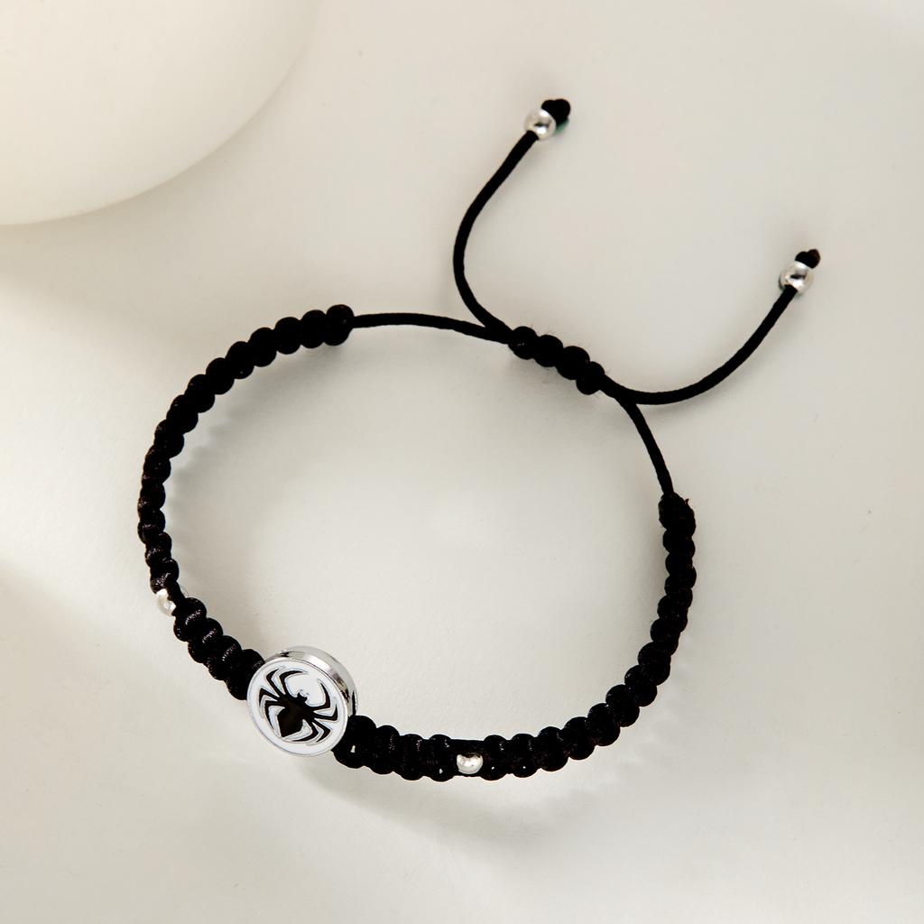 Set da 2 Pezzi Braccialetto in Corda Intrecciata Ragno Pipistrello Gotico Per Donne Uomini Cuore Magnetico Abbinato Braccialetti per Coppie Gioielli Regalo di Halloween