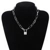 Simple Metal Lock Pendants Punk Necklaces for Women Gold Hollow Pendant Chain Personality Gothic Neck Jewelry