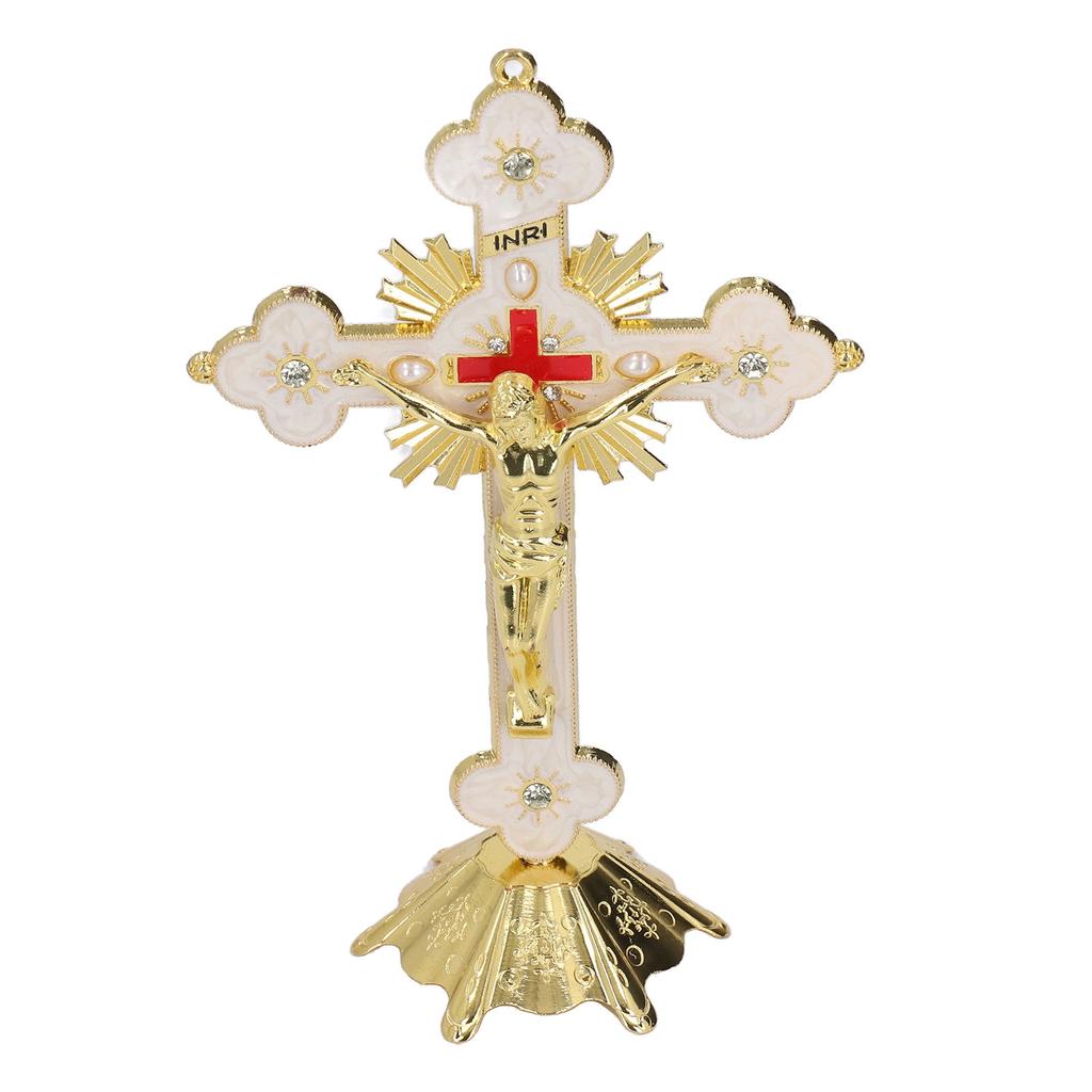 Metal Enamel Crosses Enamel Coating Anti Rust Gold White Crosses Wall Decor for Dining Table
