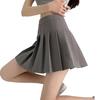 Women's Versatile High Waist Pleated Midi Skirt - Spring/Summer Preppy Style with Slimming Fit and Built-in Safety Shorts