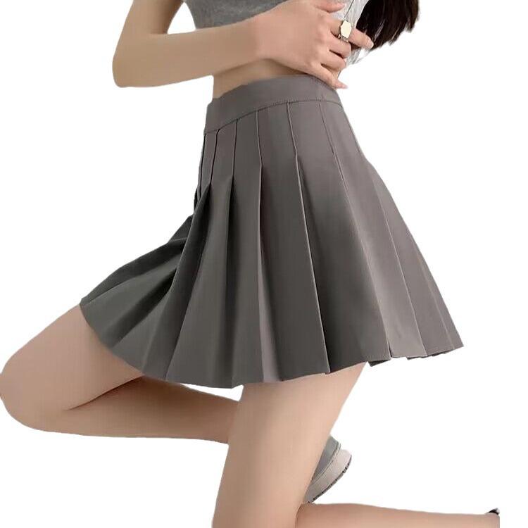 Dámská všestranná plisovaná midi sukně s vysokým pasem - Jarní/letní preppy styl se zeštíhlujícím střihem a všitými bezpečnostními šortkami