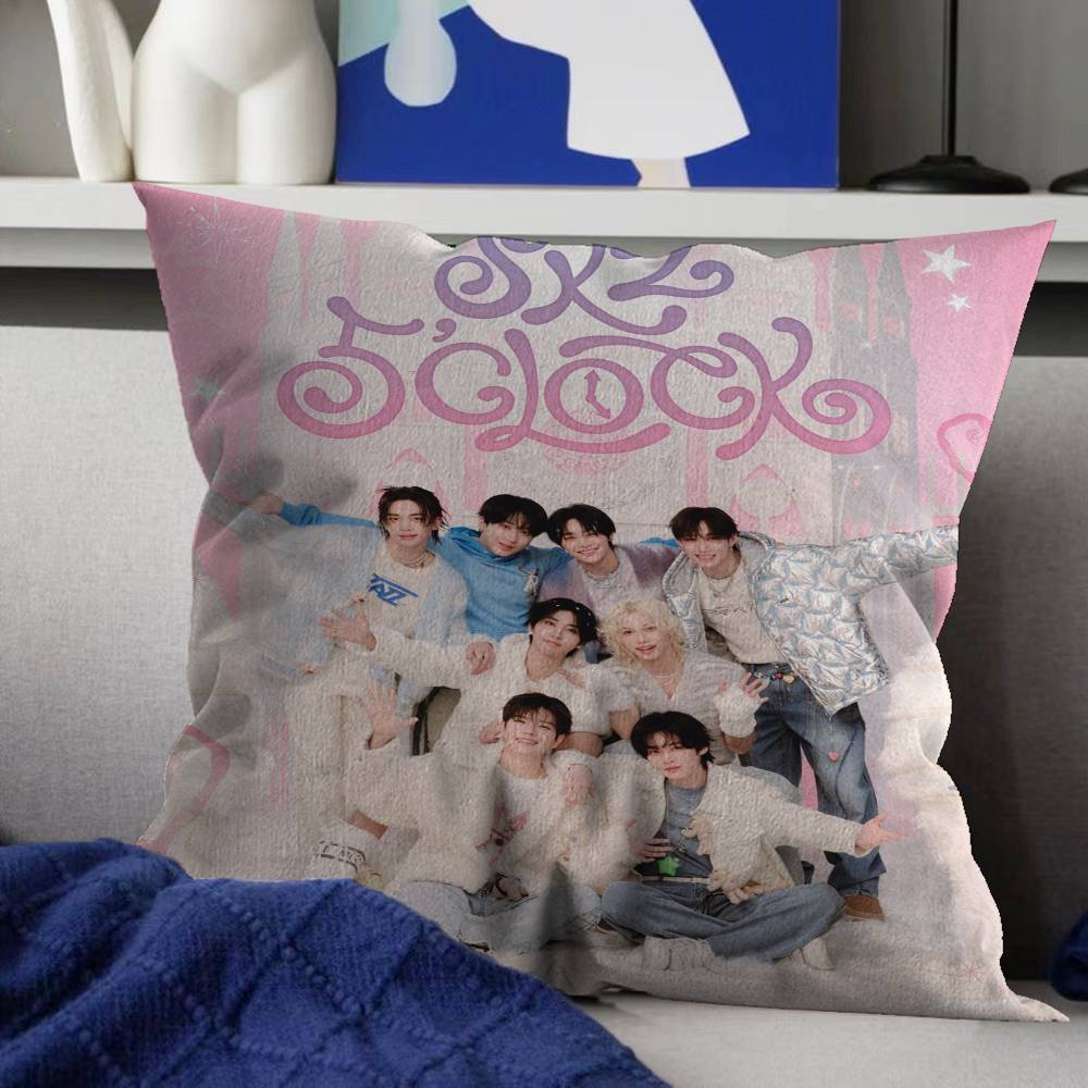 Federe Kpop S-Stray K-Kids Cartone Animato Divano Decorativo Casa Stampa Double-sided Peluche Corto Carino Federa Cuscino