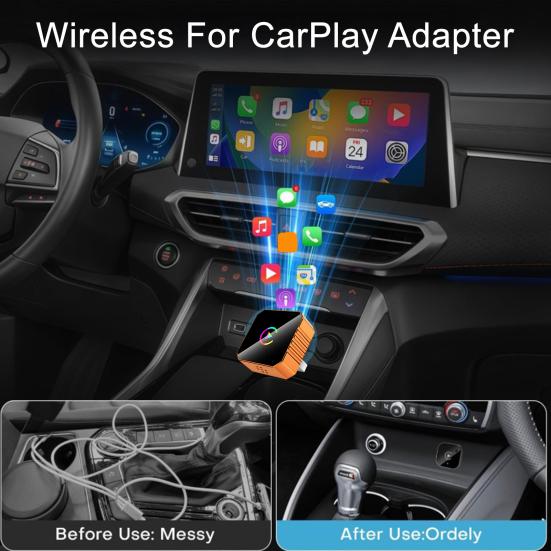 Wireless Adapter for CarPlay Cars Plug-and-Play Adapter with Dual-Band WiFi & Auto Connect Easy Installation Smart Auto Connector