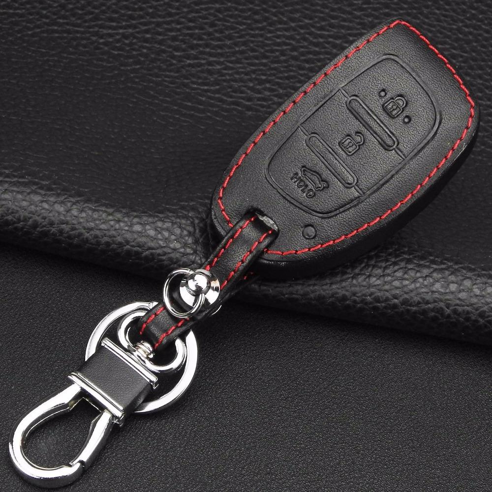 jingyuqin 3 Buttons Remote Leather Car Key Case Cover For Hyundai Porter Grandeur HB20 Solaris IX25 ix35