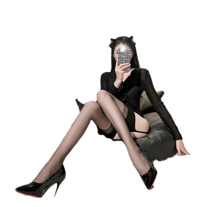 Sex Stockings Sexy White Silk Ultra-thin Transparent High Stockings Stockings Lace Lace Lure Lure Over Knee Suspenders Black Silk Sao