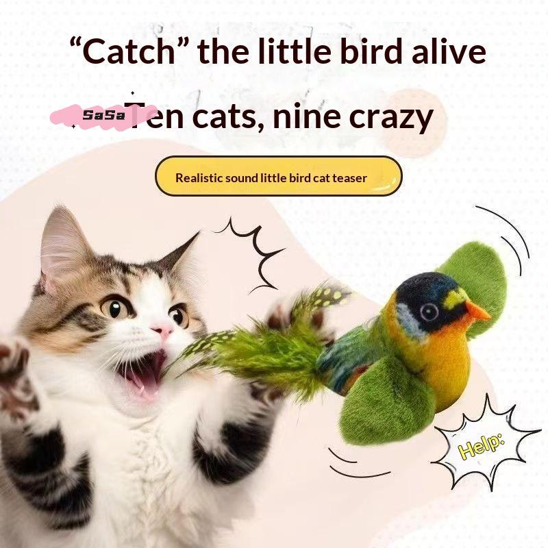 1/2/3 Stück Katzen-Spielzeugstäbe Realistische Vogel-Haustierspielzeuge für Katzen Bissfeste Schaukelspielzeuge zur Selbstunterhaltung und Entspannung