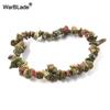Natural Gemstone Chip Bracelet Amethyst Irregular Stone Beaded Stretch Bangle for Women