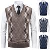Men's Knitted Warm Sweater In Autumn and Winter V-neck Vest Diamond Grid Twisted Flower Casual Fashion Versatile Top