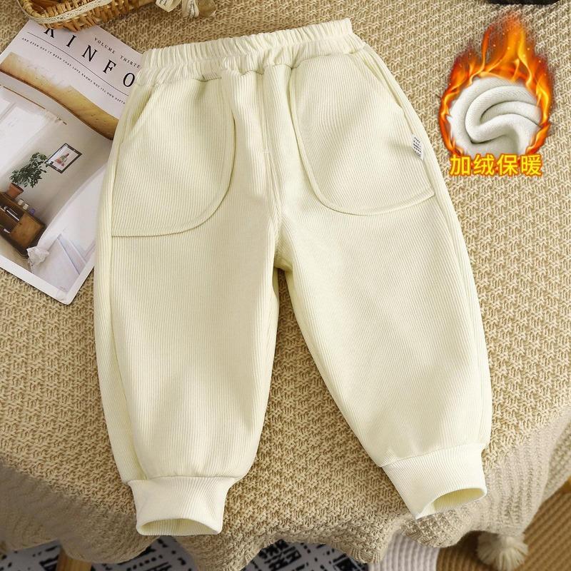 Children's Fleece-Lined Trousers New Winter Collection Boys' Thickened Baby Warm Trousers Girls' Long Trousers Sports Trousers Children's Trousers