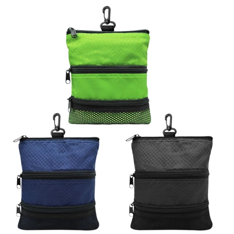 3-Layers Zipper Golf Bag Golf Tee Bag Pouch Bag Golf Balls Holder Bag Golf Balls Pouch Bag Golf Storage Handbag Pocket