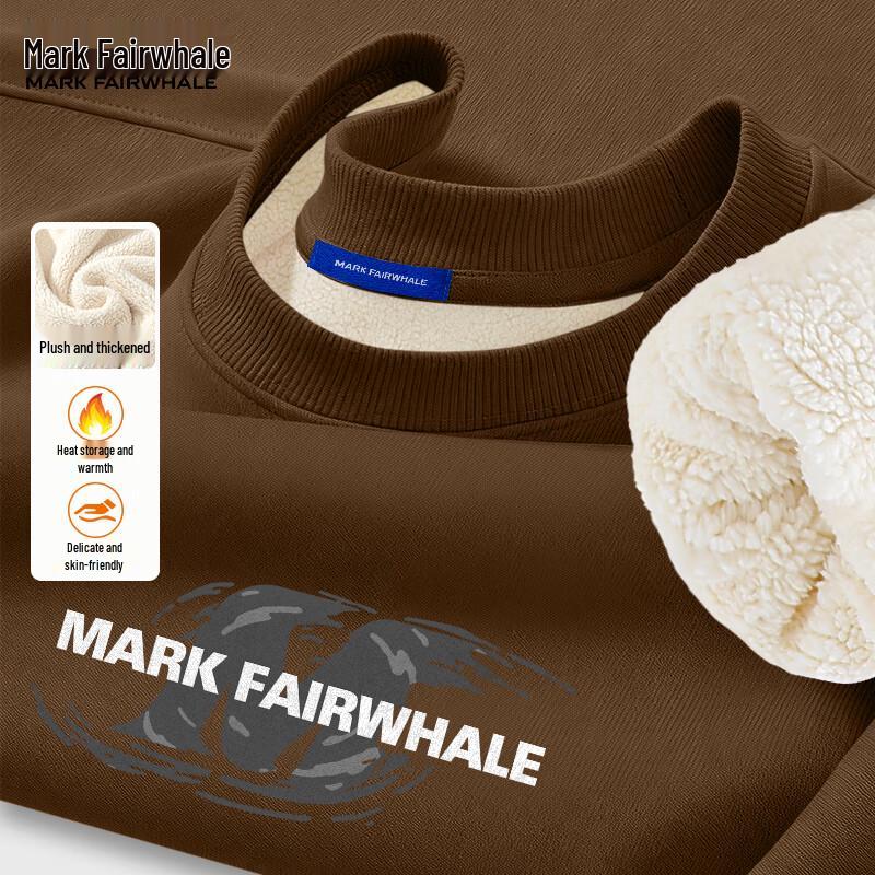 Mark Fairwhale Men's Heavyweight Fleece-Lined Crew Neck Sweatshirt with Logo Print
