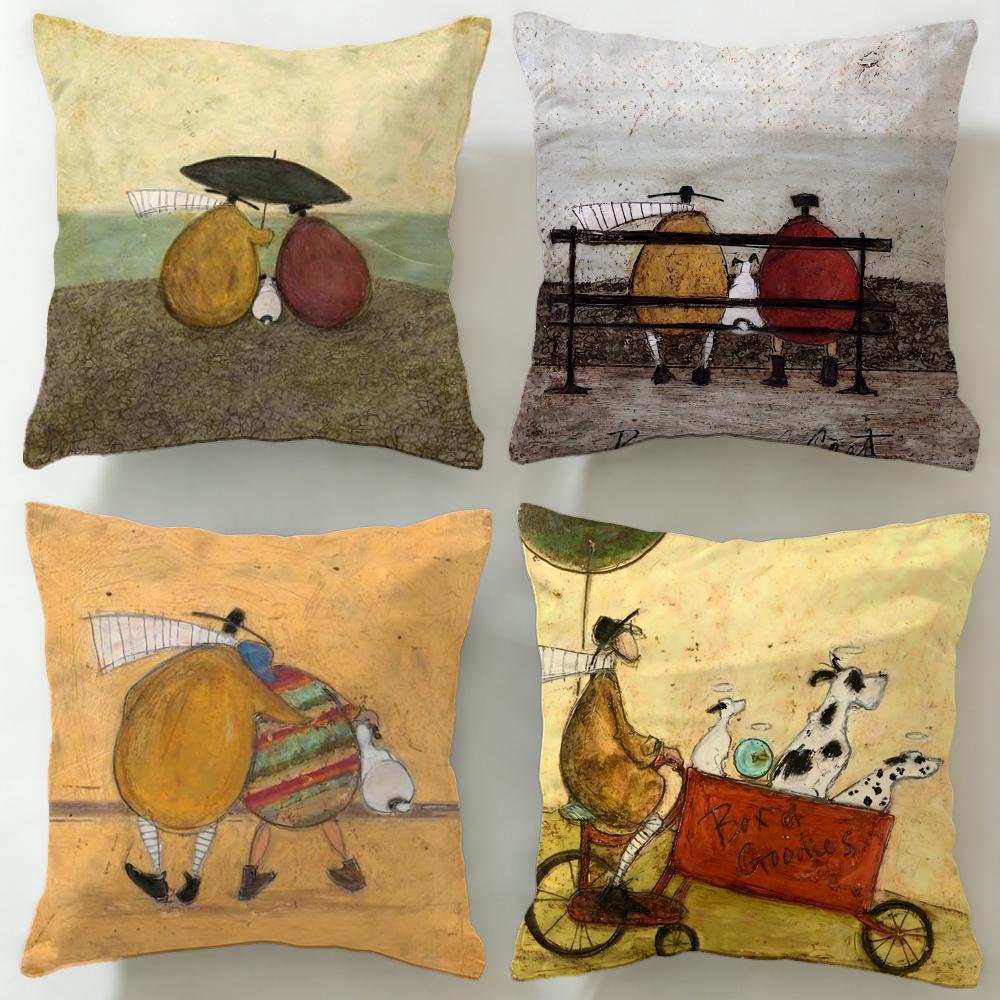 Classic Artist Sam Toft Cushion Cover Soft EasyWash Pillow Case Versatile for Couch Bed Travel and Office