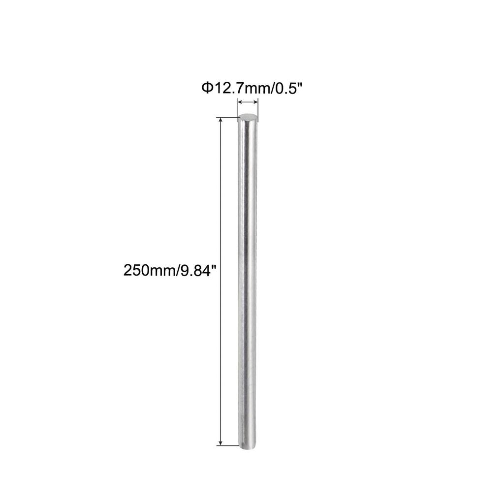 uxcell 304 Stainless Steel Round Bars, 12.7mm x 250mm, Solid Shaft Rods for DIY Crafts, Model Cars, Helicopters, and Airplanes, 4 Pieces
