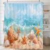 Dolphin Shower Curtain Blue Underwater World Marine Life Polyester Fabric Kids Ocean Theme Bathroom Curtain Decor with Hooks