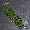Moldavite Quartz, Peridot Gemstone 925 Sterling Silver Bracelet 7-8"