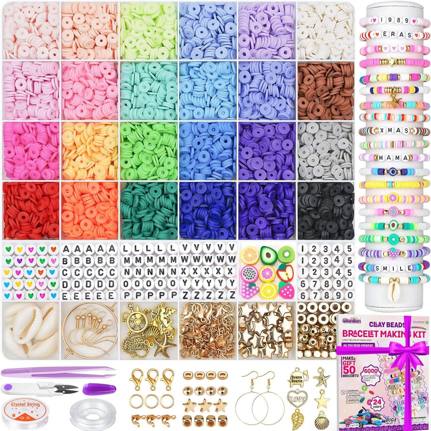 6000 Pieces Clay Bead Set, Soft Pottery Segment Beaded Diy Handmade Bracelet Necklace Jewelry Bohemian Style