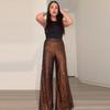 Elegant Shinny Sequin Long Pants Women Fashion High Waist Draped Loose Trousers Spring Autumn Casual Wide Leg Solid Color Party Pant
