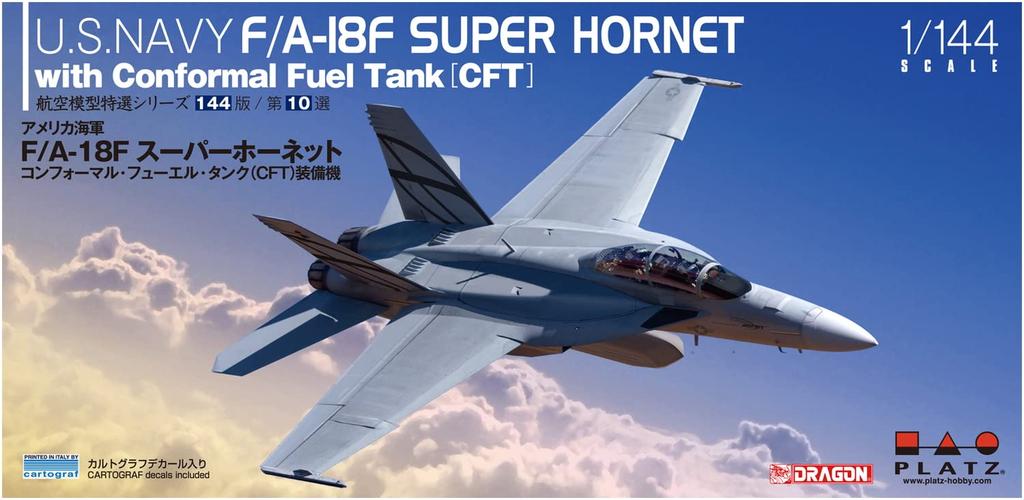 PLATZ US Navy Super Hornet Conformal Fuel Tank Equipped Aircraft Plastic Model 1/144 F/A-18F (CFT) AE144-10