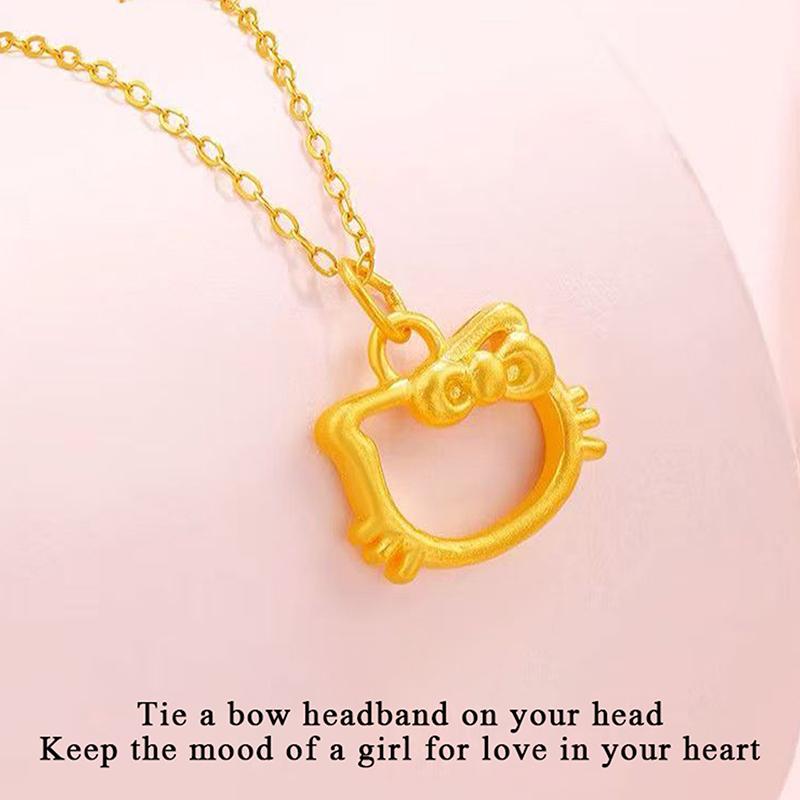 Sweet Cute Kitty Pendant Necklaces For Women Cartoon Style Female Stainless Steel Neck Chain Jewelry Girls Daily Wear Chains