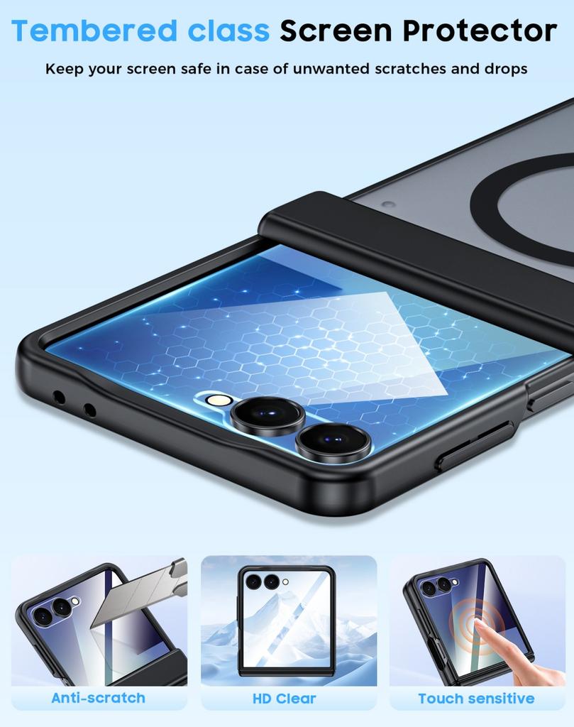Per Motorola Razr 60 Ultra Custodia Rigida Trasparente cerniera centrale Ricarica wireless magnetica Protezione Cover Posteriore Per Razr 60 Guscio