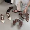 Cat Heel with Open-toed Slippers Women's New Low-heeled Holiday Sandals