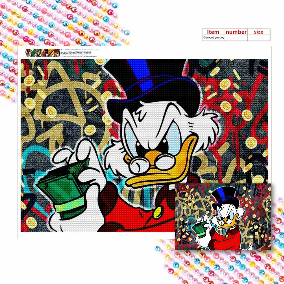 

Алмазная живопись своими руками Дональд Дак в очках Набор для вышивания крестом Мозаичное искусство Алмазная живопись Полный круглый алмаз Домашнее украшение Round 20x30cm