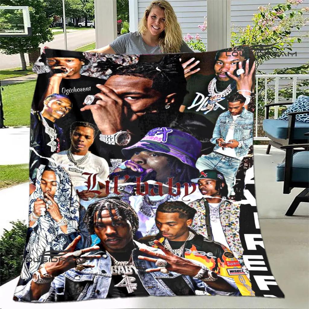 Hip -hop Singer Lil Baby Printing Blanket Children's Warm Blanket T Flange Blanket Home Travel Blanket Bed Linings Birthday Gift