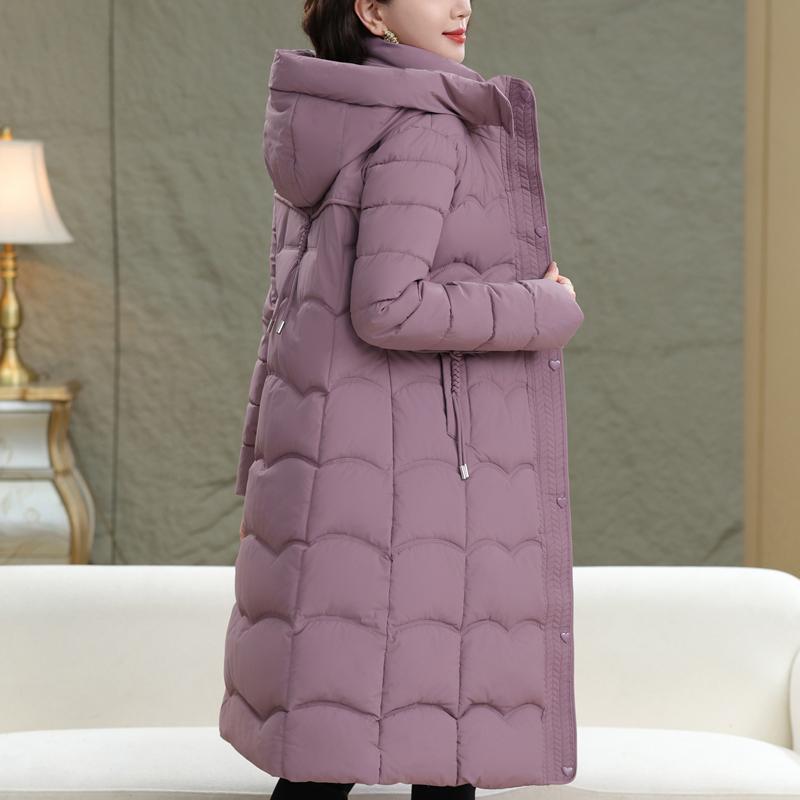 Μεγάλα Μεγέθη XL-5XL Μπουφάν Γυναικών Μέσης Ηλικίας Χειμωνιάτικα Μακριά Παρκά με Κουκούλα Χοντρά Ζεστά Κομψά Γυναικεία Μπουφάν