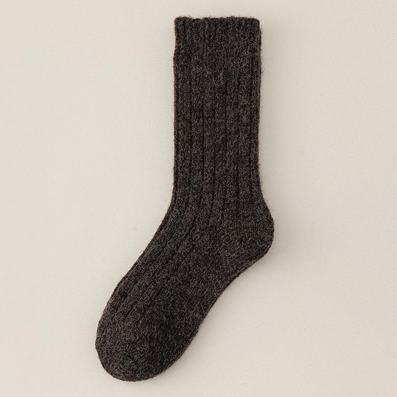 Wool Socks Children'S Medium Tube Socks Season Warm And Piled Thickened Versatile Solid Color Retro Cashmere Stacking Socks