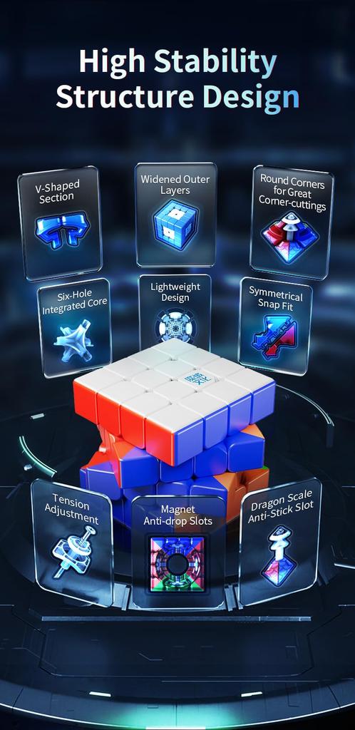 Bucubke MoYu AoSu V7 Double Track UV Magnetic 4x4 Magic Cube, AoSu V7 UV 112 Pieces Magnetic Puzzle 4x4x4 Double Track UV Magnetic Stickerless Speed