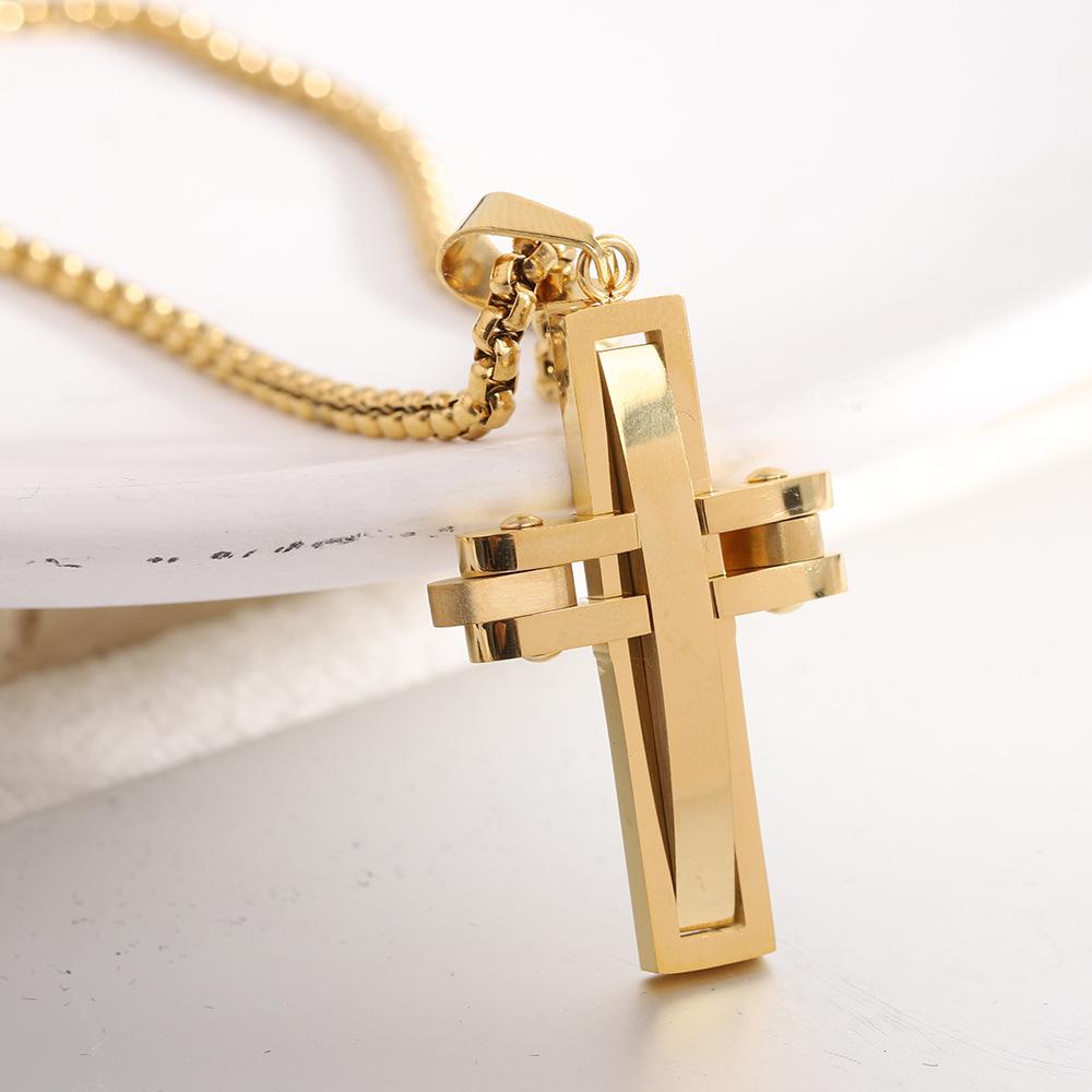 2025 Unique Creative Design Stainless Steel Cross Couple Necklace - Versatile and Fashionable