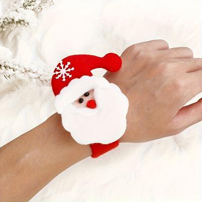 10pcs Christmas Clap Bracelets - Holiday Party Gifts with Various Santa Claus, Snowman, and Reindeer Designs