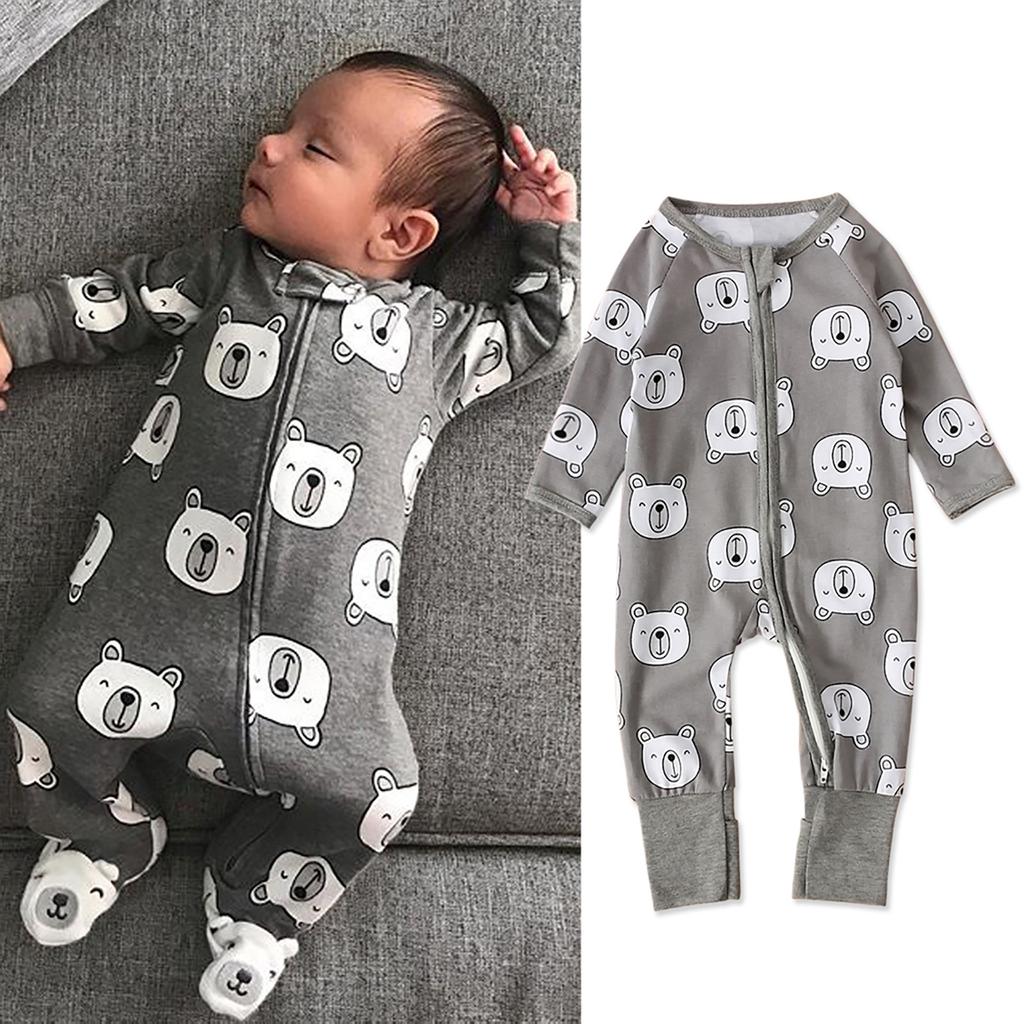 Toddler Infant Baby Boys Girls Romper Jumpsut Playsuit Long-sleeves Pants Romper Outfits