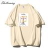 Shellsuning Cartoon Printing T-shirt Women Summer Fashion Casual Simple Short Sleeve 100% Cotton Soft Tees Female Oversized Basic Couple Tops