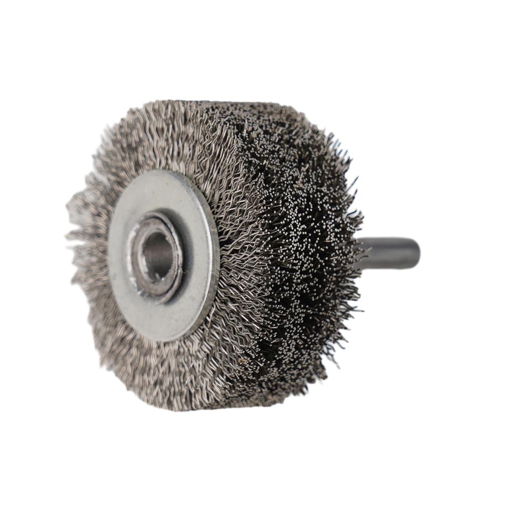 Efficient Stainless Steel Wire Wheel Brush, 2 Diameter, Ensures Effective Metal Cleaning & Deburring, 6mm Shank
